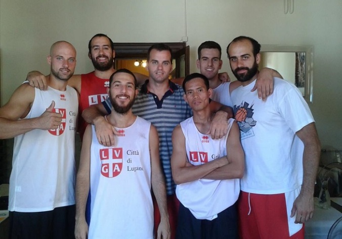 Ruben Zaballa with Spanish teammates in Lugano, Switzerland